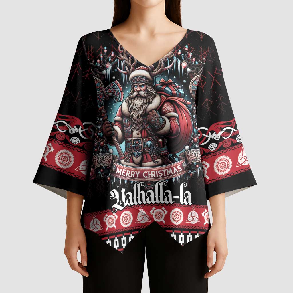 Viking Santa Christmas Kimono Sleeve Blouse Valhalla-la Nordic Xmas Spirit - Wonder Print Shop