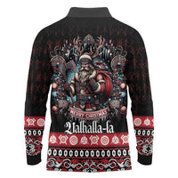 Viking Santa Christmas Long Sleeve Polo Shirt Valhalla-la Nordic Xmas Spirit - Wonder Print Shop