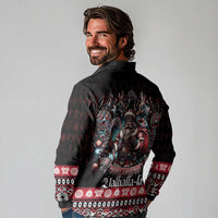 Viking Santa Christmas Long Sleeve Polo Shirt Valhalla-la Nordic Xmas Spirit - Wonder Print Shop