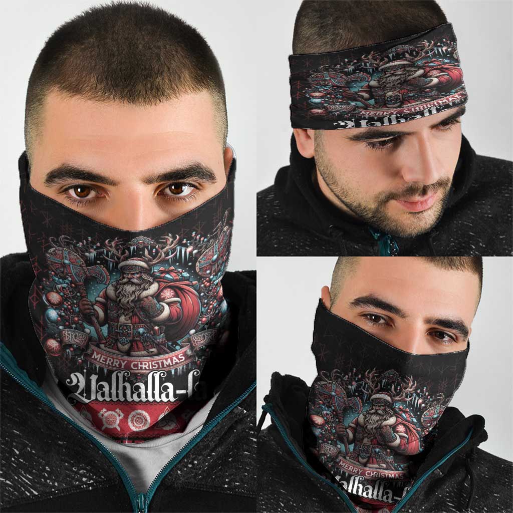Viking Santa Christmas Neck Gaiter Valhalla-la Nordic Xmas Spirit - Wonder Print Shop