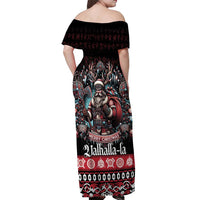 Viking Santa Christmas Off Shoulder Maxi Dress Valhalla-la Nordic Xmas Spirit - Wonder Print Shop