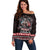 Viking Santa Christmas Off Shoulder Sweater Valhalla-la Nordic Xmas Spirit - Wonder Print Shop