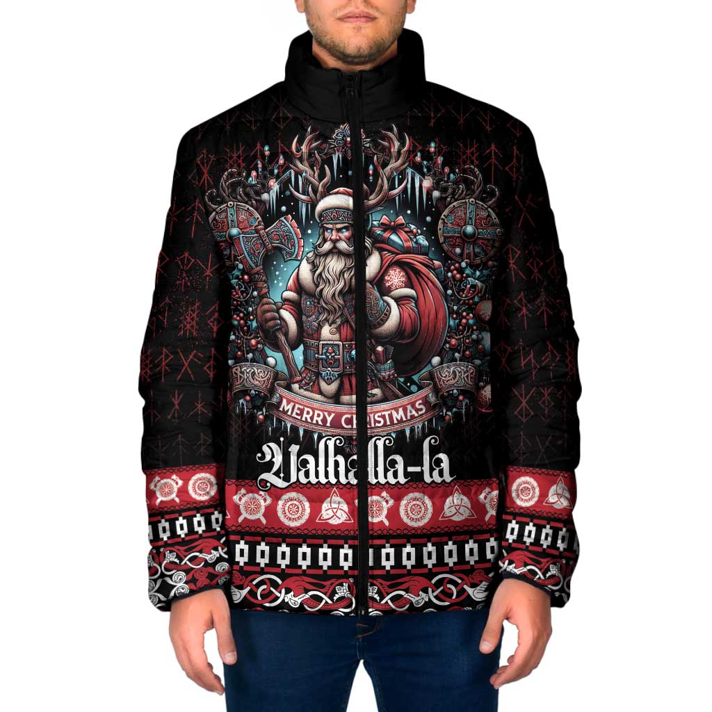 Viking Santa Christmas Padded Jacket Valhalla-la Nordic Xmas Spirit - Wonder Print Shop