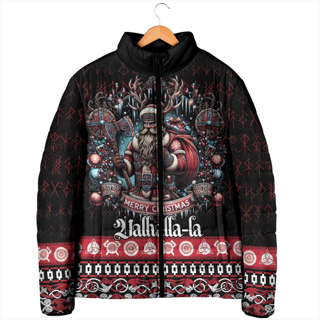 Viking Santa Christmas Padded Jacket Valhalla-la Nordic Xmas Spirit - Wonder Print Shop