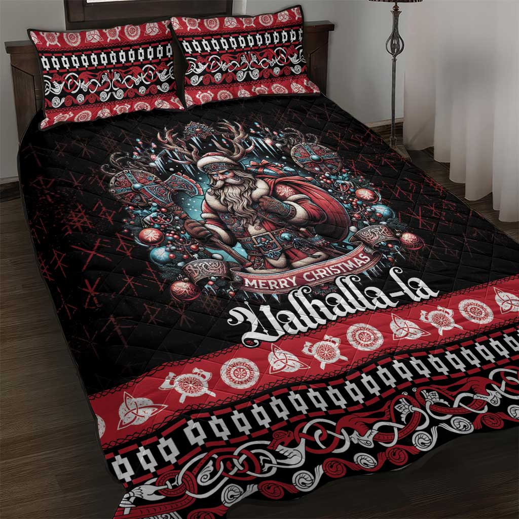 Viking Santa Christmas Quilt Bed Set Valhalla-la Nordic Xmas Spirit - Wonder Print Shop