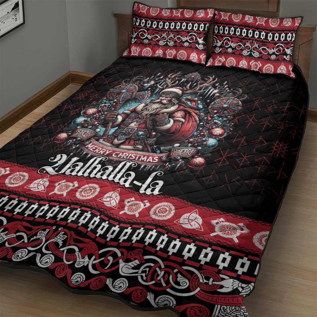 Viking Santa Christmas Quilt Bed Set Valhalla-la Nordic Xmas Spirit - Wonder Print Shop