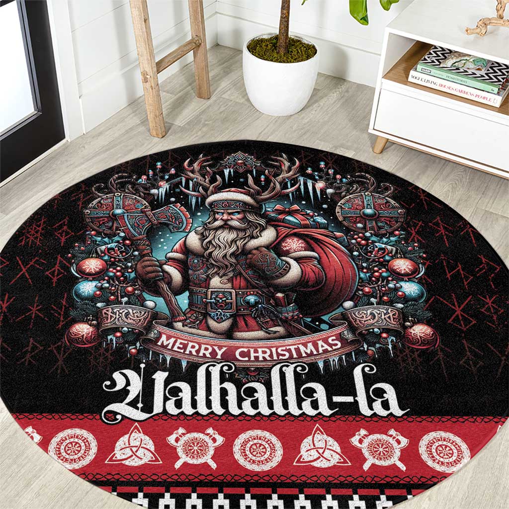 Viking Santa Christmas Round Carpet Valhalla-la Nordic Xmas Spirit - Wonder Print Shop