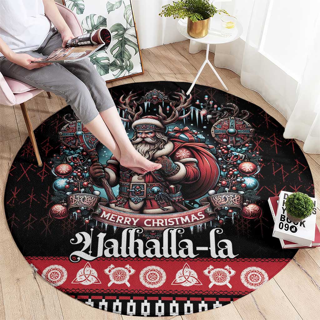 Viking Santa Christmas Round Carpet Valhalla-la Nordic Xmas Spirit - Wonder Print Shop