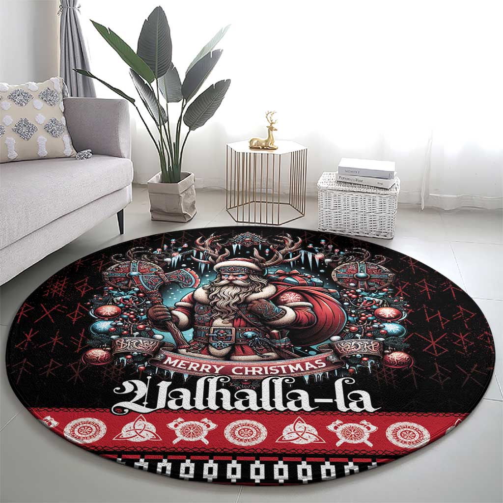 Viking Santa Christmas Round Carpet Valhalla-la Nordic Xmas Spirit - Wonder Print Shop