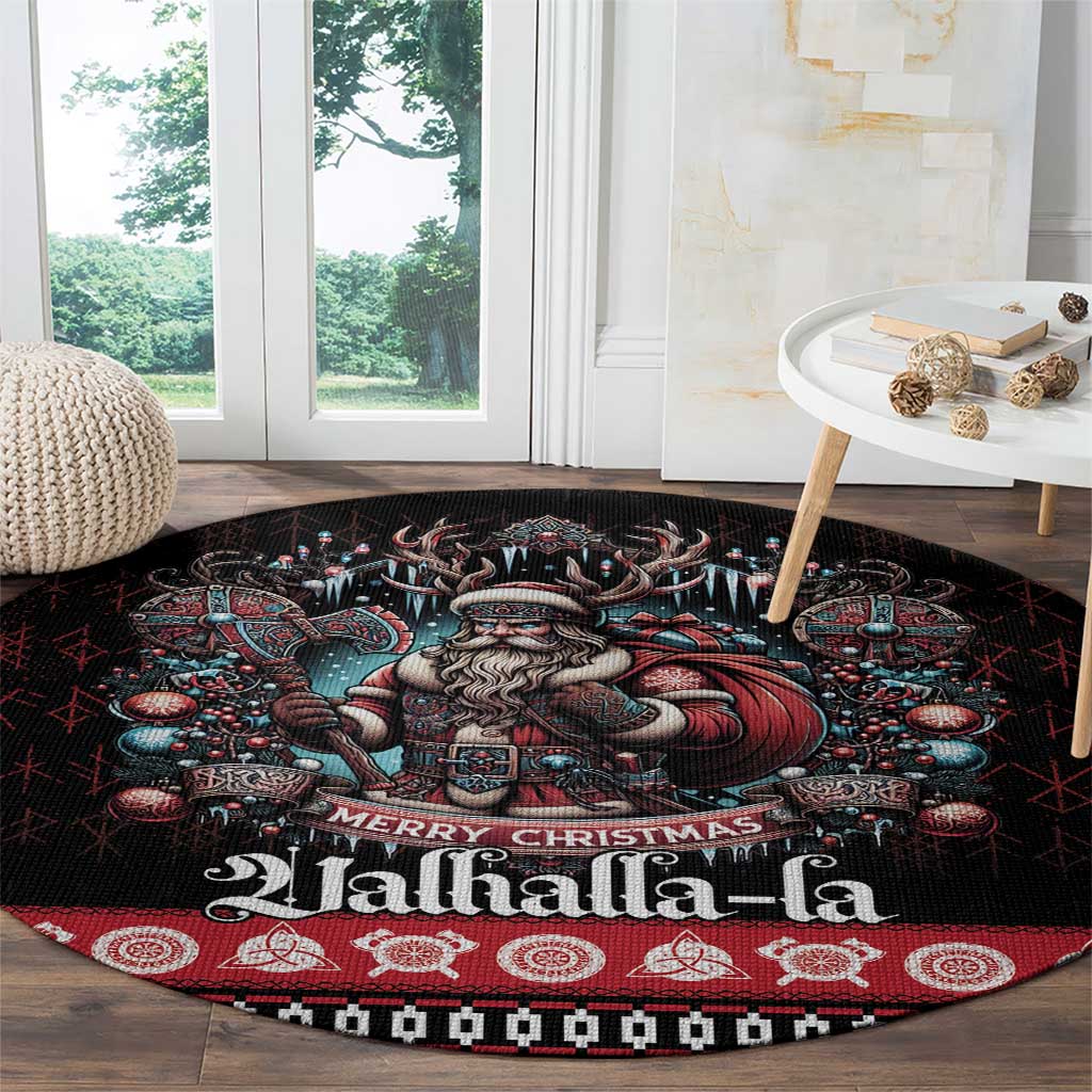 Viking Santa Christmas Round Carpet Valhalla-la Nordic Xmas Spirit - Wonder Print Shop