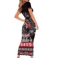 Viking Santa Christmas Short Sleeve Bodycon Dress Valhalla-la Nordic Xmas Spirit - Wonder Print Shop