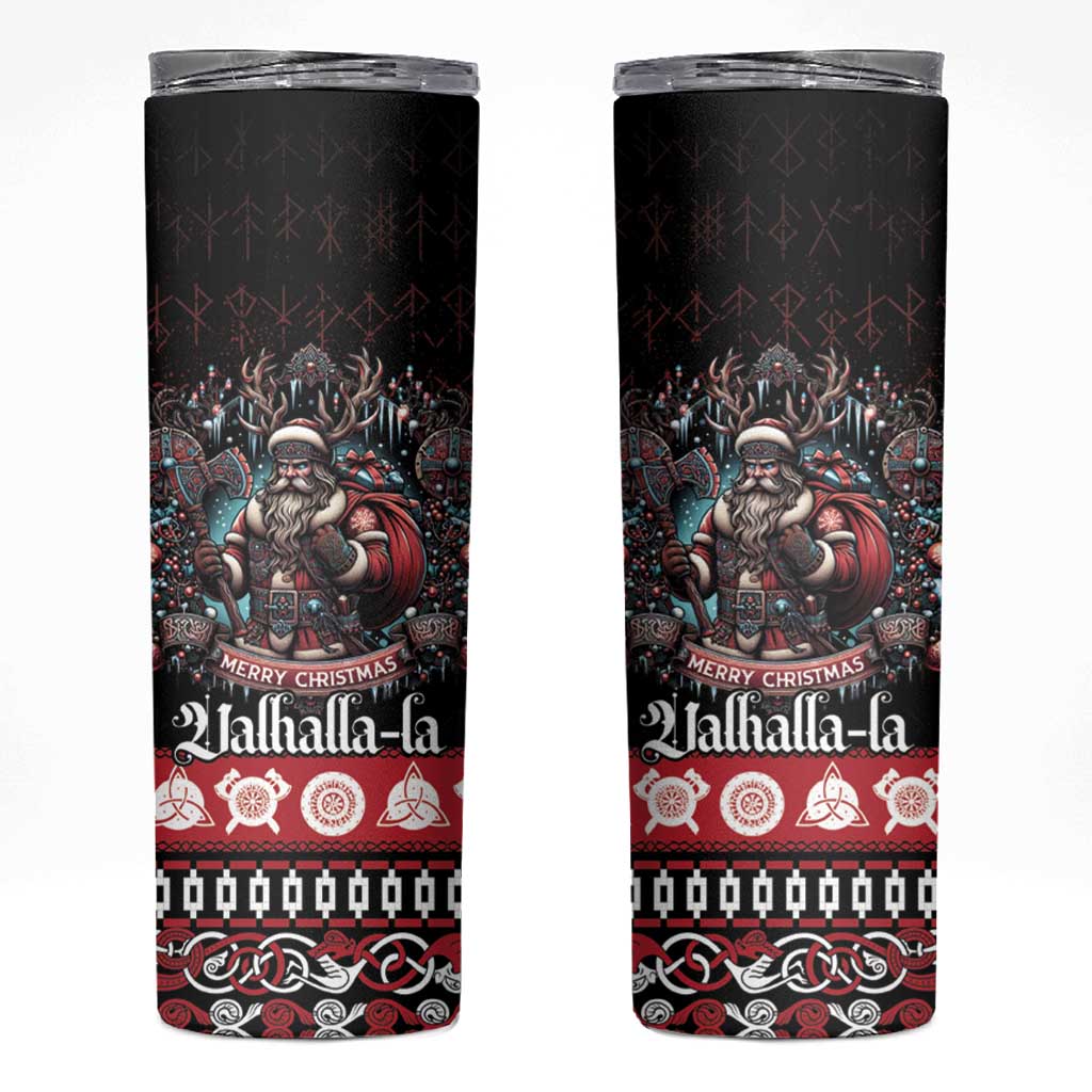 Viking Santa Christmas Skinny Tumbler Valhalla-la Nordic Xmas Spirit - Wonder Print Shop