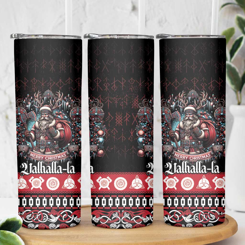 Viking Santa Christmas Skinny Tumbler Valhalla-la Nordic Xmas Spirit - Wonder Print Shop