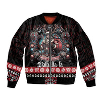 Viking Santa Christmas Sleeve Zip Bomber Jacket Valhalla-la Nordic Xmas Spirit - Wonder Print Shop