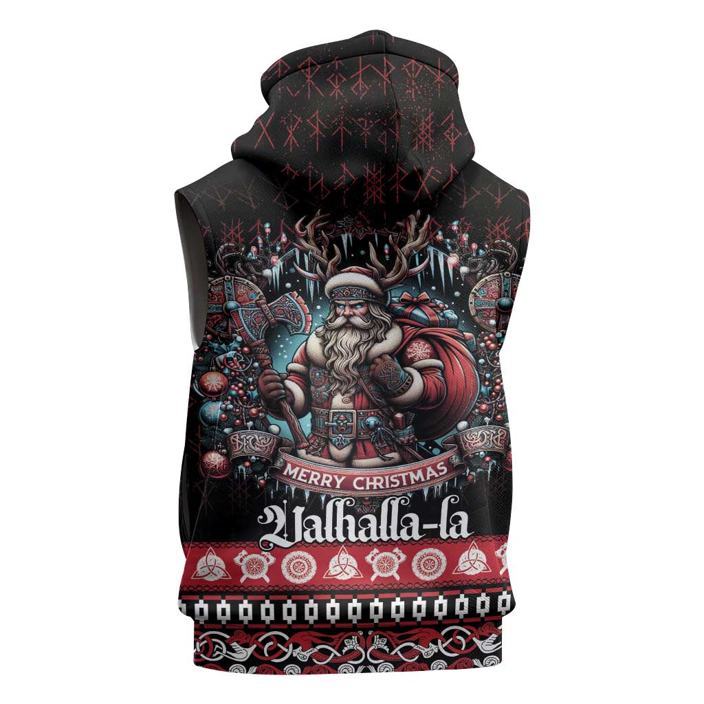 Viking Santa Christmas Sleeveless Hoodie Valhalla-la Nordic Xmas Spirit - Wonder Print Shop