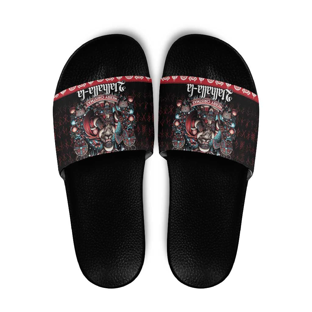 Viking Santa Christmas Slide Sandals Valhalla-la Nordic Xmas Spirit - Wonder Print Shop