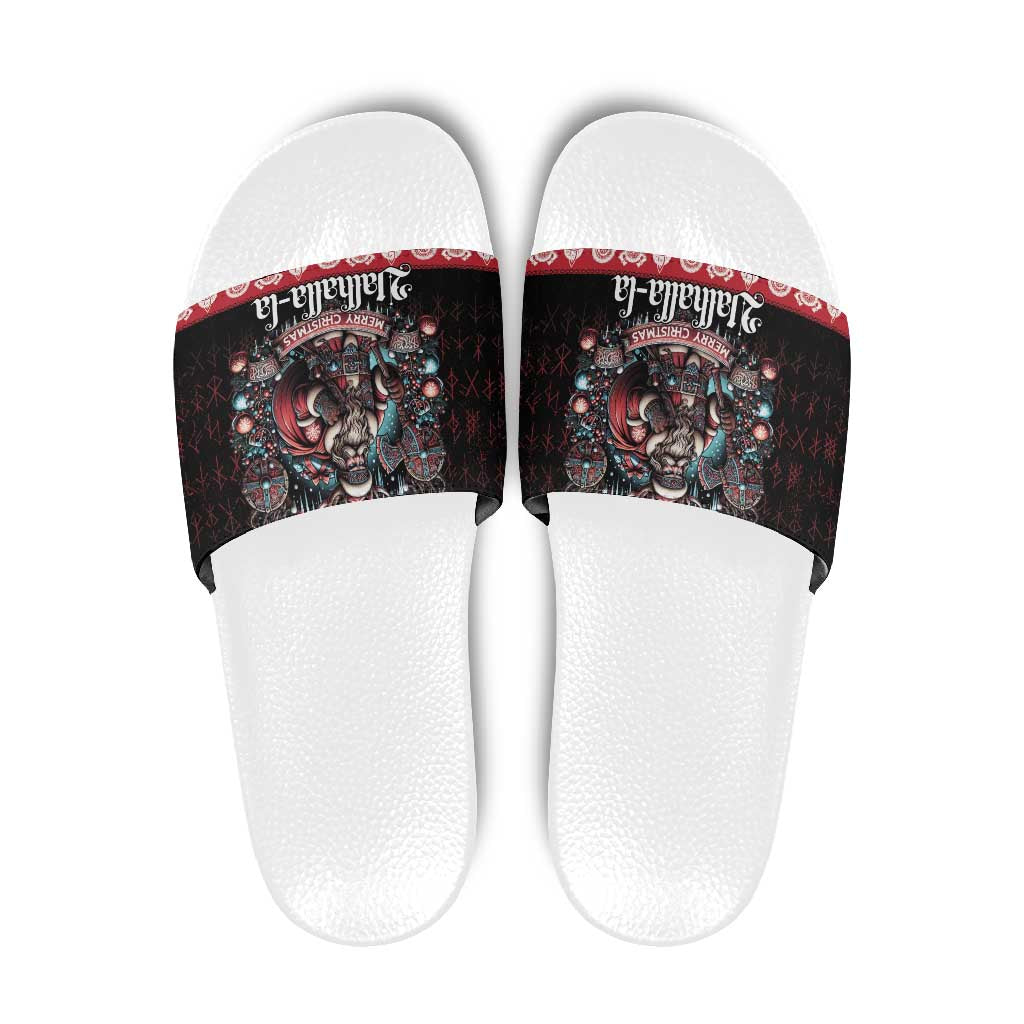 Viking Santa Christmas Slide Sandals Valhalla-la Nordic Xmas Spirit - Wonder Print Shop