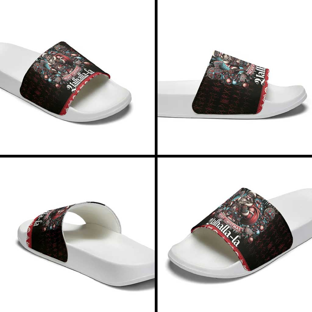 Viking Santa Christmas Slide Sandals Valhalla-la Nordic Xmas Spirit - Wonder Print Shop