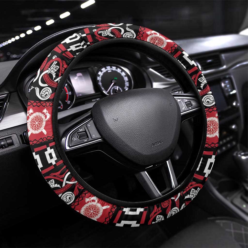 Viking Santa Christmas Steering Wheel Cover Valhalla-la Nordic Xmas Spirit - Wonder Print Shop