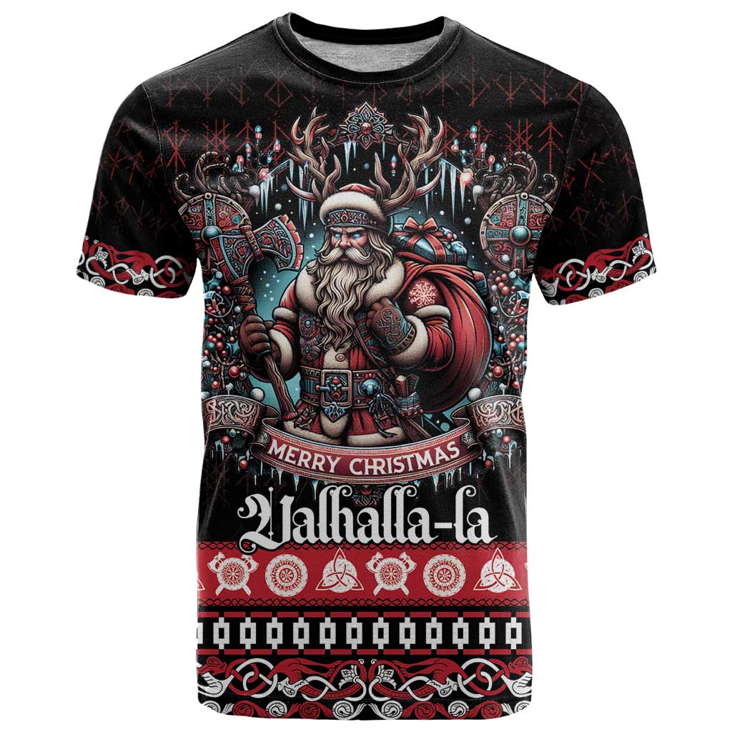 Viking Santa Christmas T Shirt Valhalla-la Nordic Xmas Spirit - Wonder Print Shop