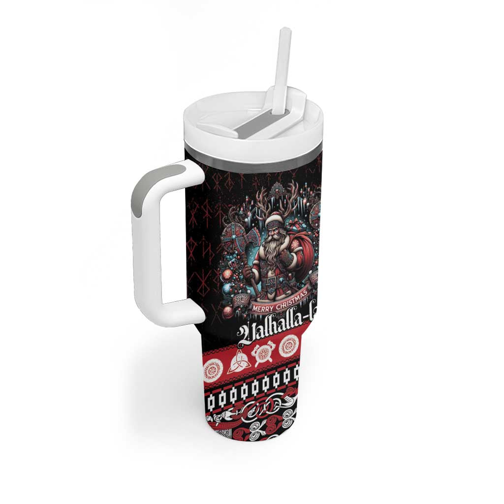 Viking Santa Christmas Tumbler With Handle Valhalla-la Nordic Xmas Spirit - Wonder Print Shop
