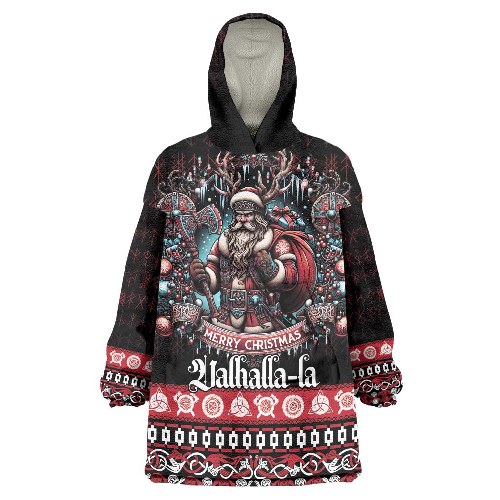 Viking Santa Christmas Wearable Blanket Hoodie Valhalla-la Nordic Xmas Spirit - Wonder Print Shop