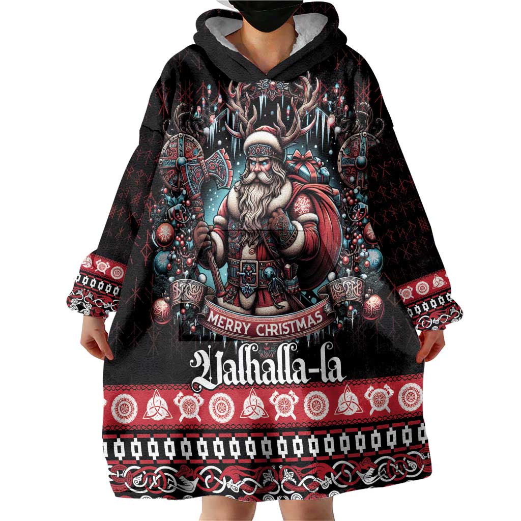 Viking Santa Christmas Wearable Blanket Hoodie Valhalla-la Nordic Xmas Spirit - Wonder Print Shop