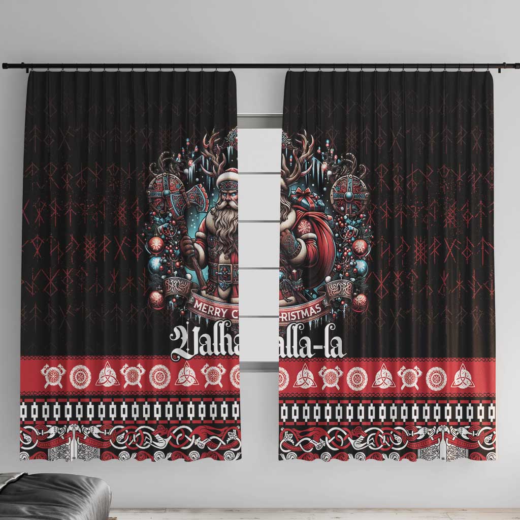 Viking Santa Christmas Window Curtain Valhalla-la Nordic Xmas Spirit - Wonder Print Shop