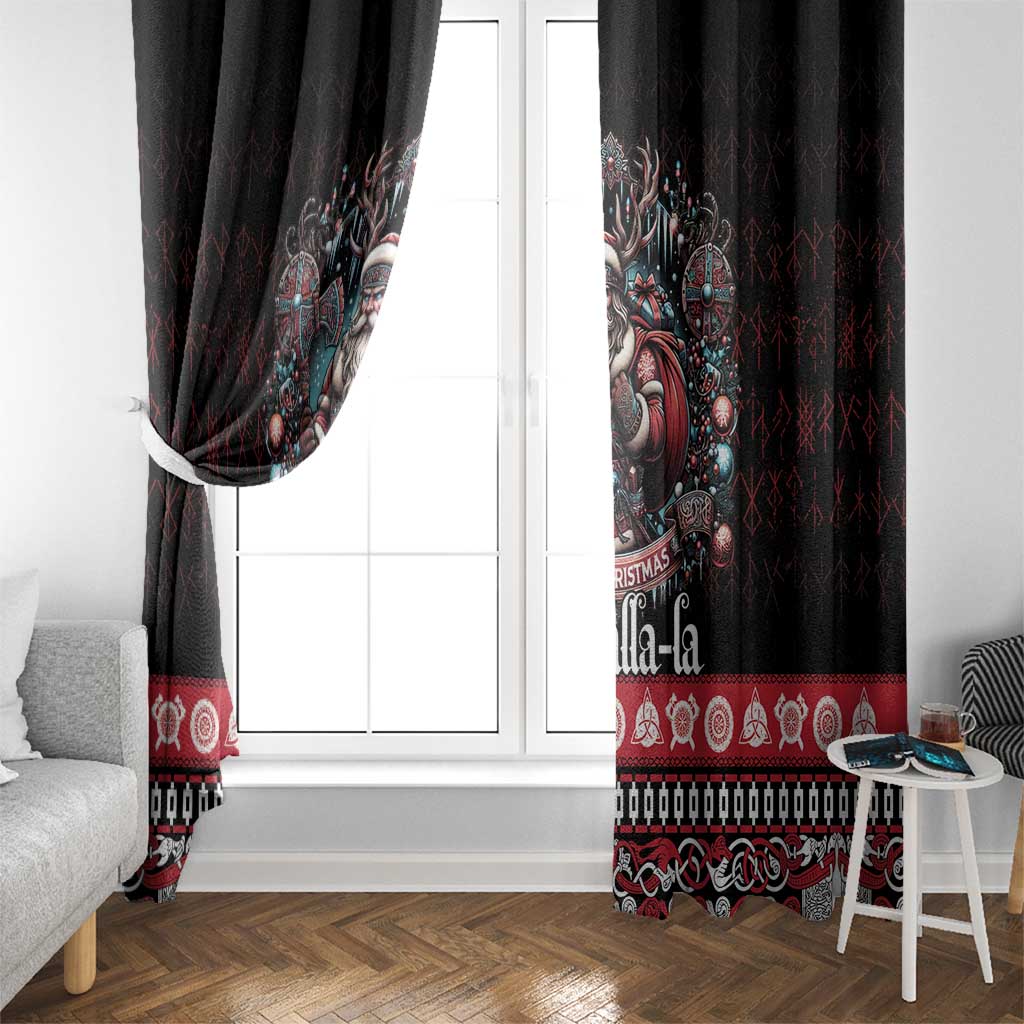 Viking Santa Christmas Window Curtain Valhalla-la Nordic Xmas Spirit - Wonder Print Shop
