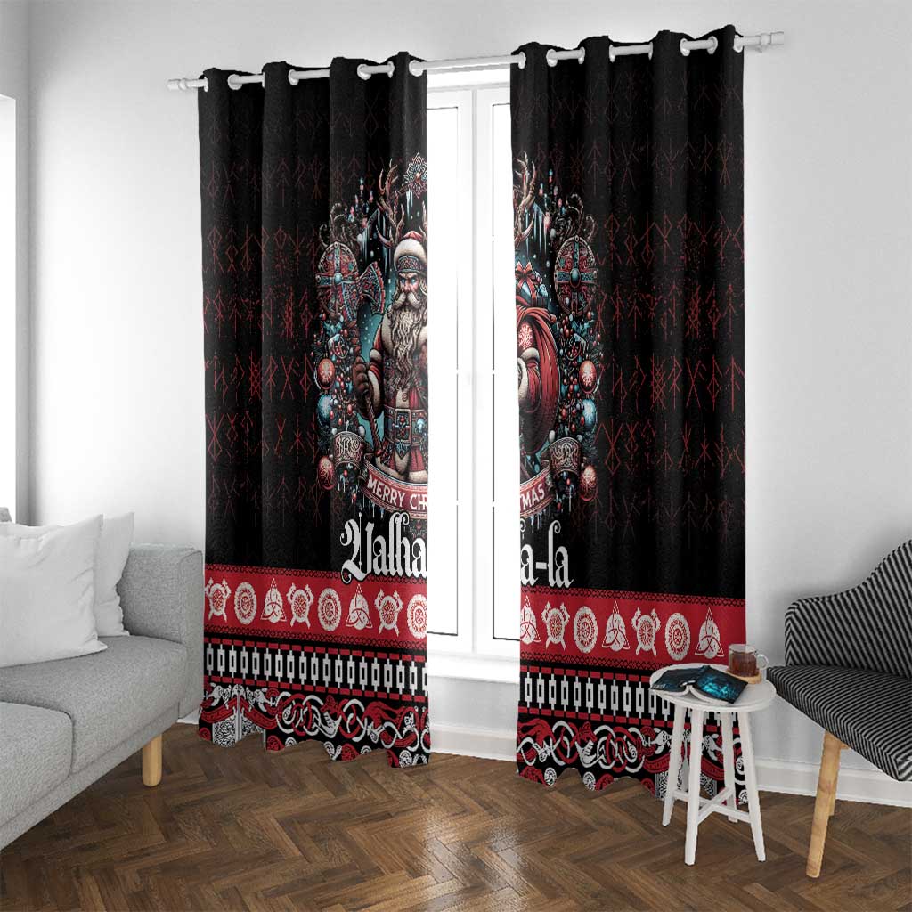 Viking Santa Christmas Window Curtain Valhalla-la Nordic Xmas Spirit - Wonder Print Shop