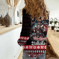 Viking Santa Christmas Women Casual Shirt Valhalla-la Nordic Xmas Spirit - Wonder Print Shop