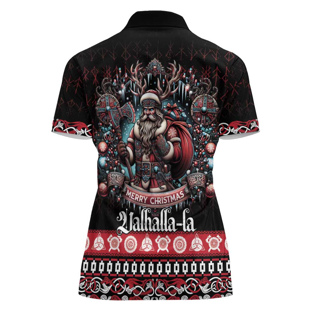 Viking Santa Christmas Women Polo Shirt Valhalla-la Nordic Xmas Spirit - Wonder Print Shop