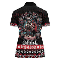Viking Santa Christmas Women Polo Shirt Valhalla-la Nordic Xmas Spirit - Wonder Print Shop
