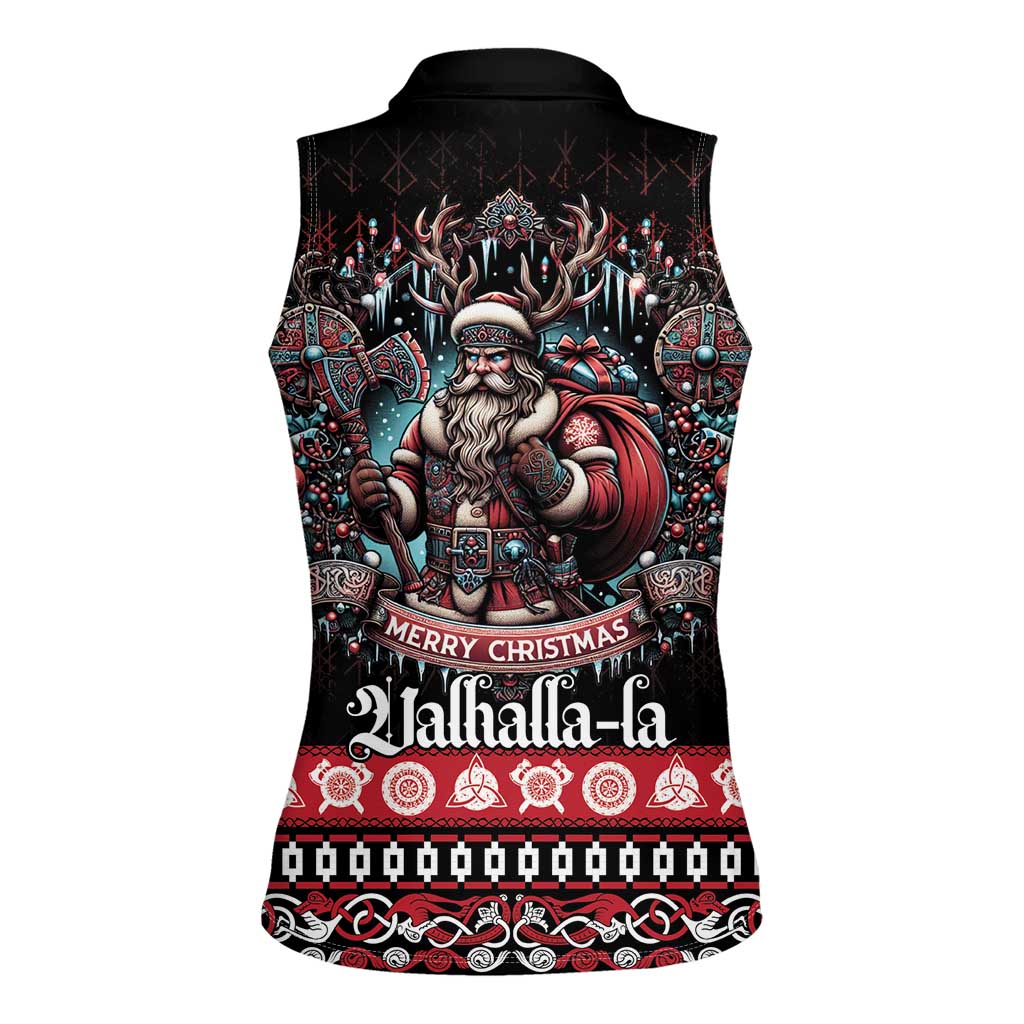 Viking Santa Christmas Women Sleeveless Polo Shirt Valhalla-la Nordic Xmas Spirit - Wonder Print Shop