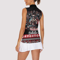 Viking Santa Christmas Women Sleeveless Polo Shirt Valhalla-la Nordic Xmas Spirit - Wonder Print Shop