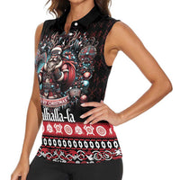 Viking Santa Christmas Women Sleeveless Polo Shirt Valhalla-la Nordic Xmas Spirit - Wonder Print Shop