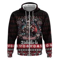 Viking Santa Christmas Zip Hoodie Valhalla-la Nordic Xmas Spirit - Wonder Print Shop
