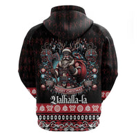 Viking Santa Christmas Zip Hoodie Valhalla-la Nordic Xmas Spirit - Wonder Print Shop