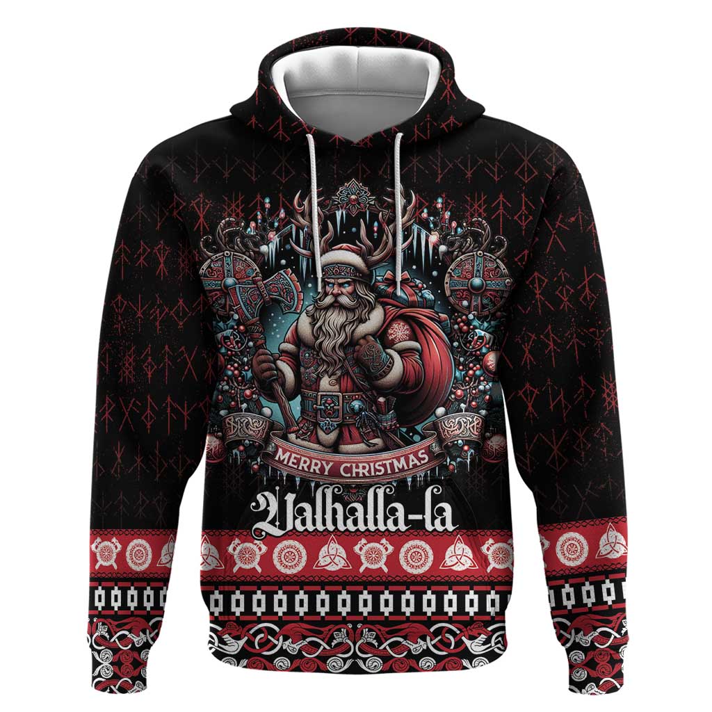Viking Santa Christmas Zip Hoodie Valhalla-la Nordic Xmas Spirit - Wonder Print Shop