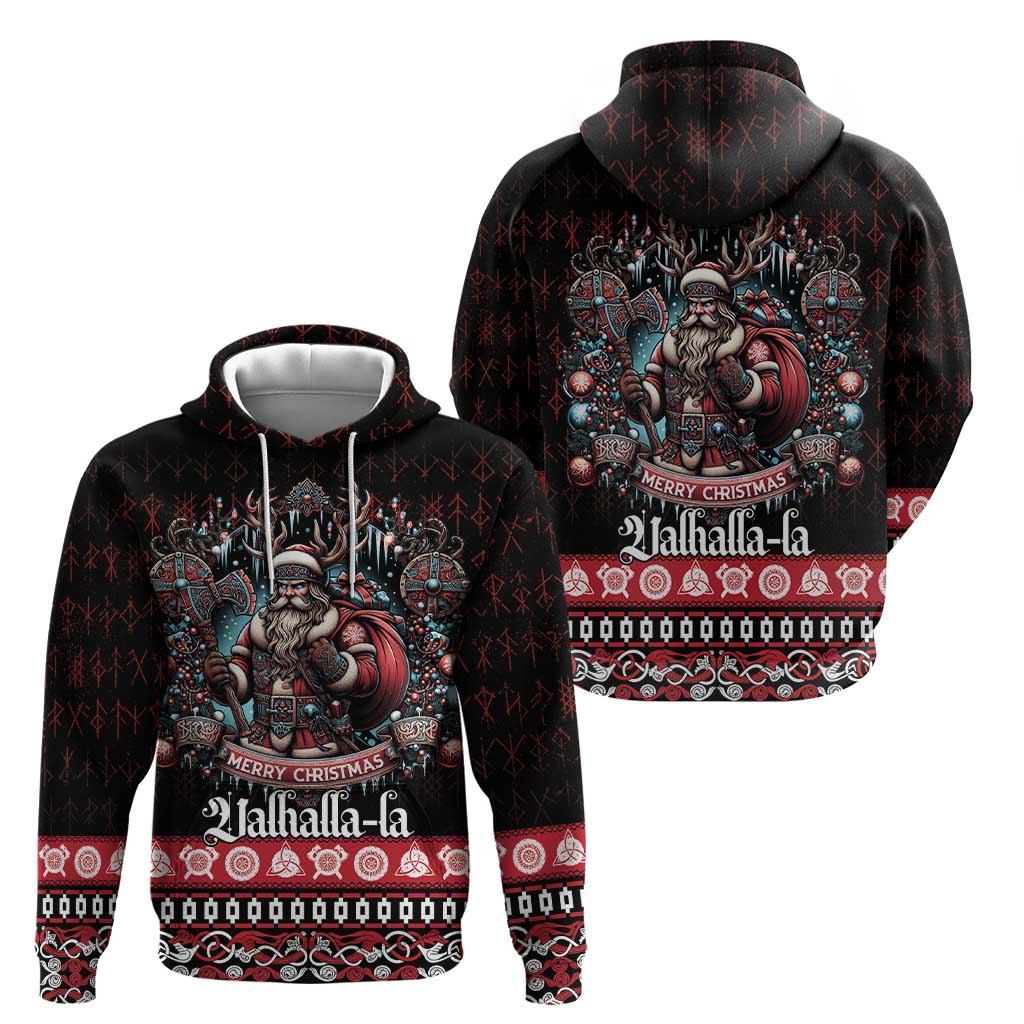 Viking Santa Christmas Zip Hoodie Valhalla-la Nordic Xmas Spirit - Wonder Print Shop