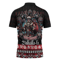 Viking Santa Christmas Zipper Polo Shirt Valhalla-la Nordic Xmas Spirit - Wonder Print Shop