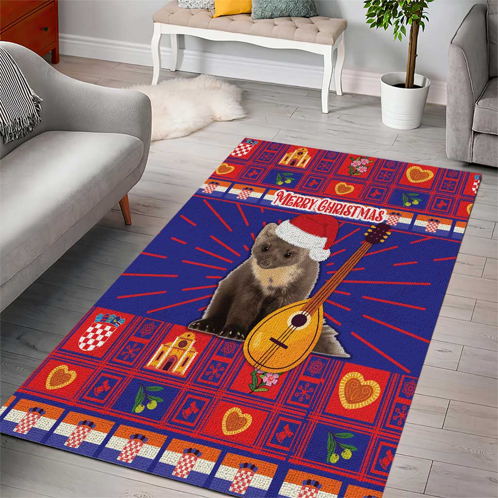 Croatia Christmas Area Rug Kuna Zlatica Merry Xmas - Wonder Print Shop