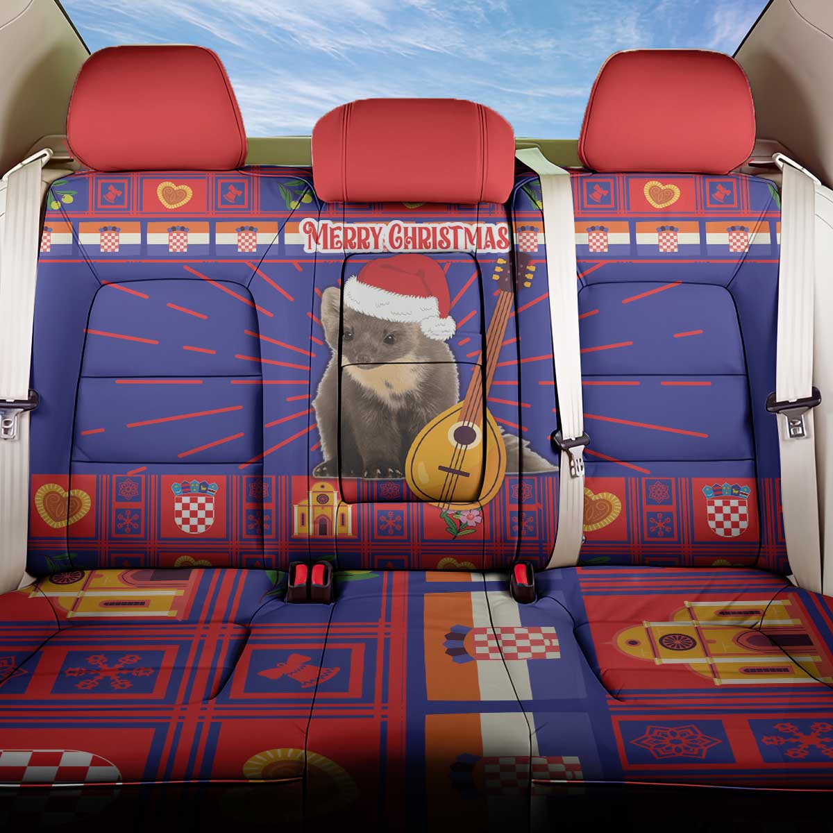 Croatia Christmas Back Car Seat Cover Kuna Zlatica Merry Xmas - Wonder Print Shop