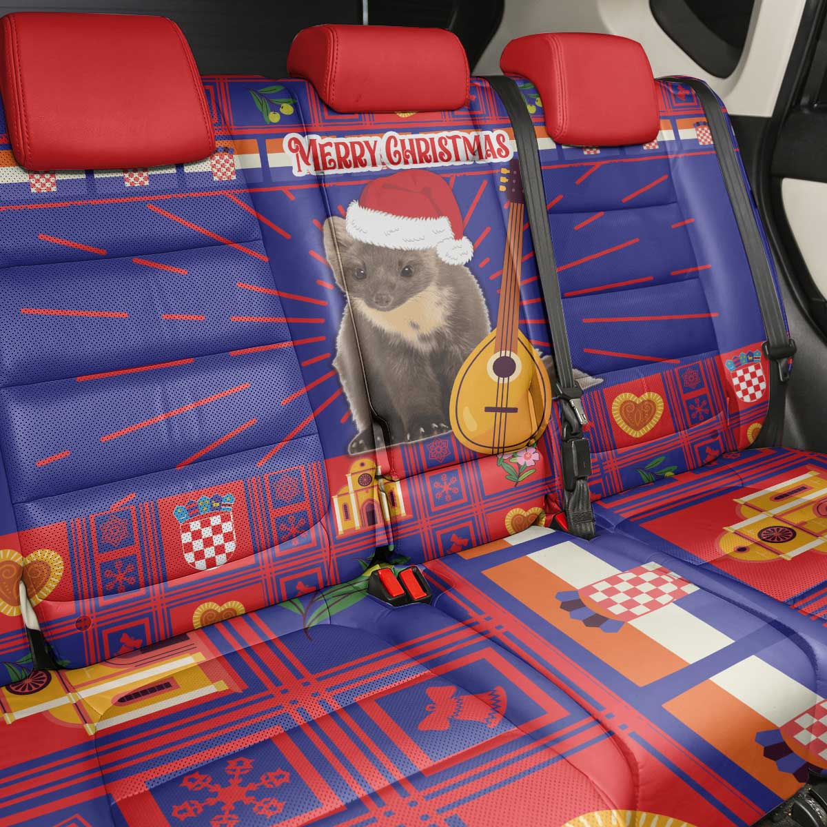 Croatia Christmas Back Car Seat Cover Kuna Zlatica Merry Xmas - Wonder Print Shop