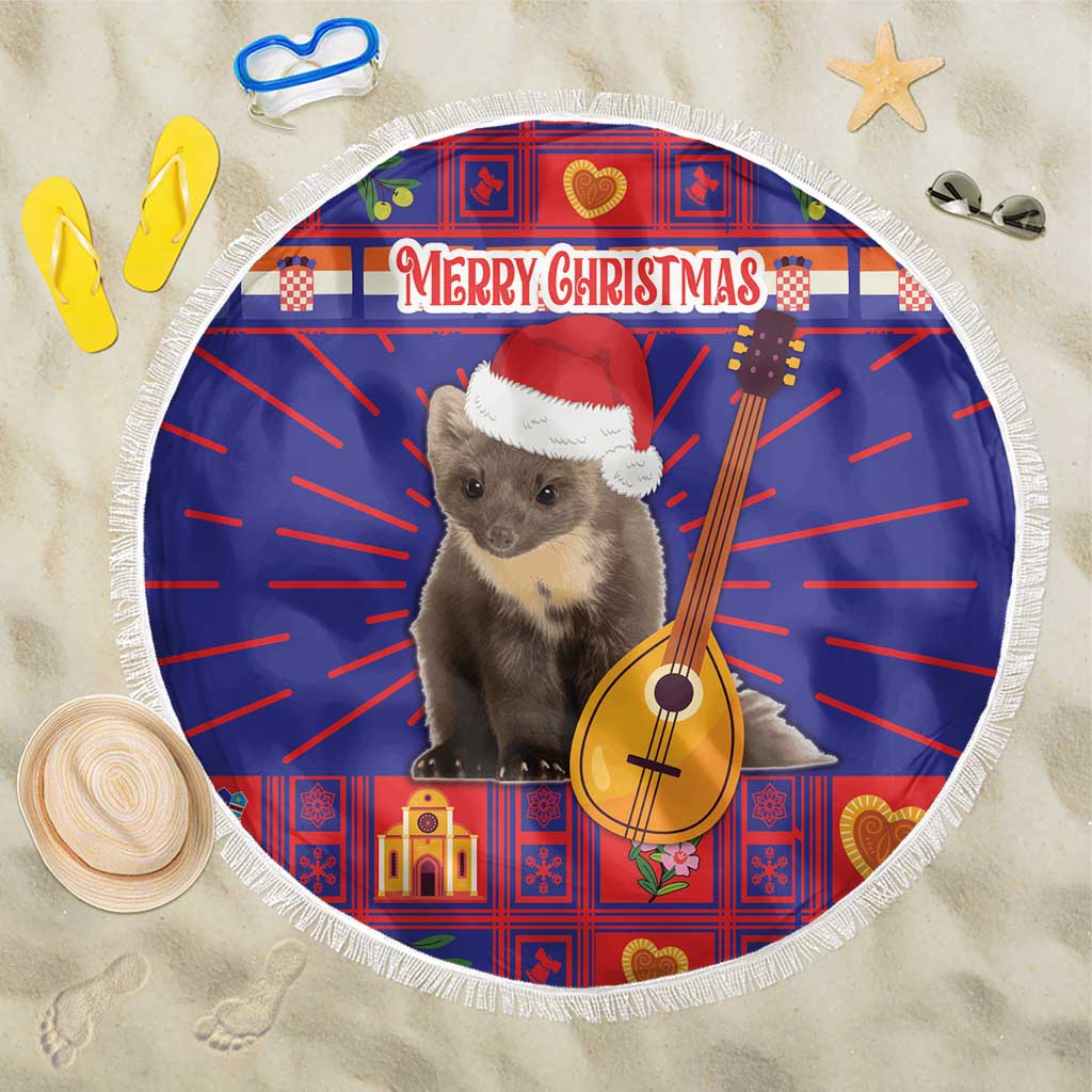 Croatia Christmas Beach Blanket Kuna Zlatica Merry Xmas - Wonder Print Shop