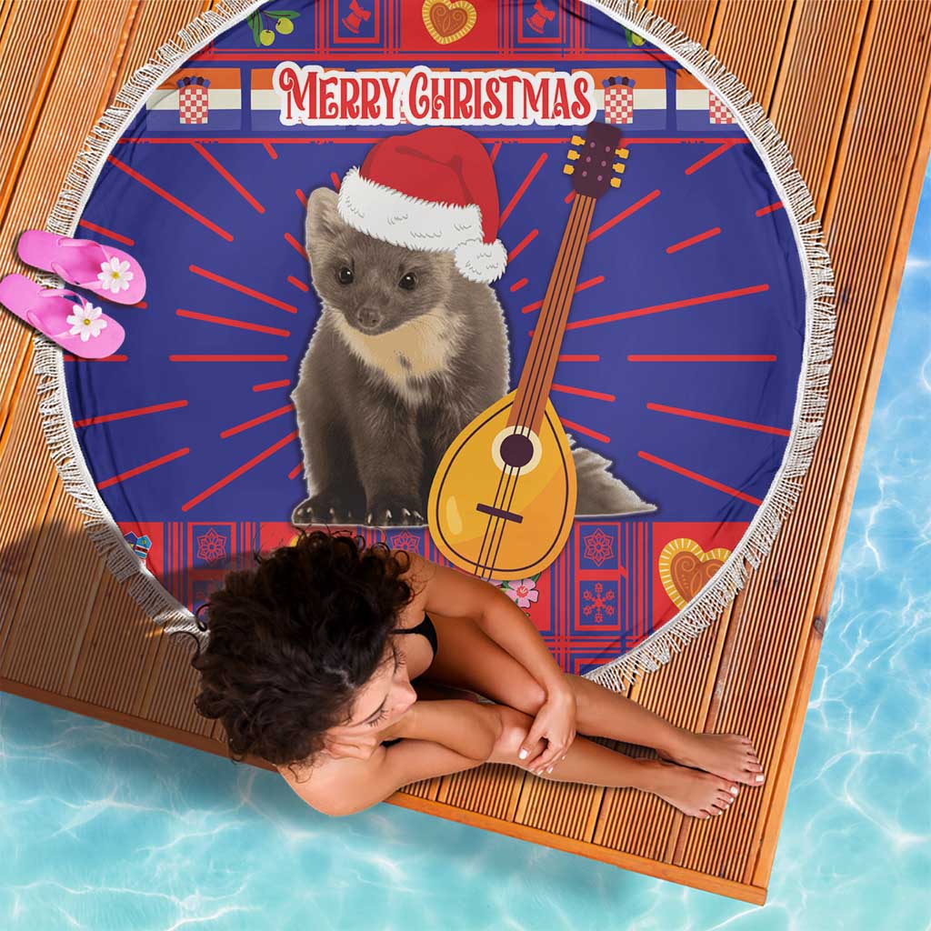 Croatia Christmas Beach Blanket Kuna Zlatica Merry Xmas - Wonder Print Shop