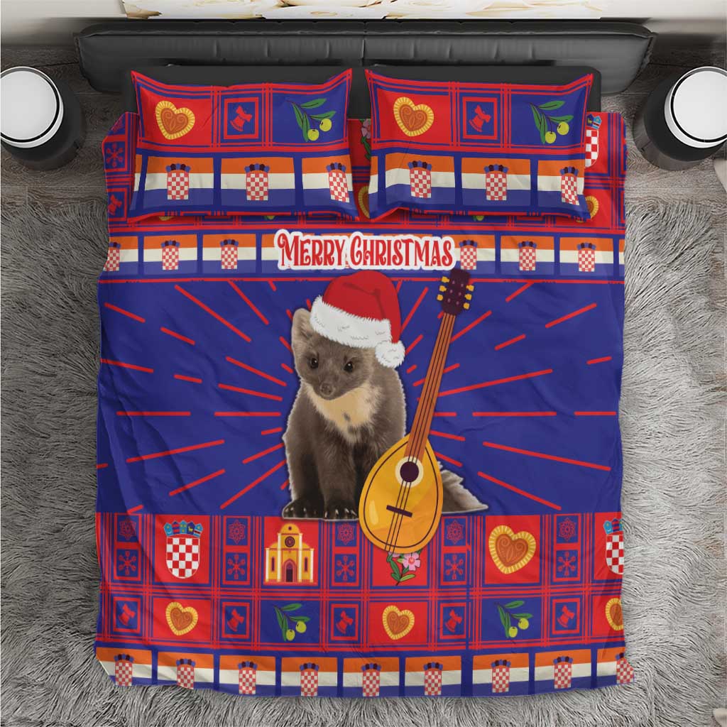 Croatia Christmas Bedding Set Kuna Zlatica Merry Xmas - Wonder Print Shop