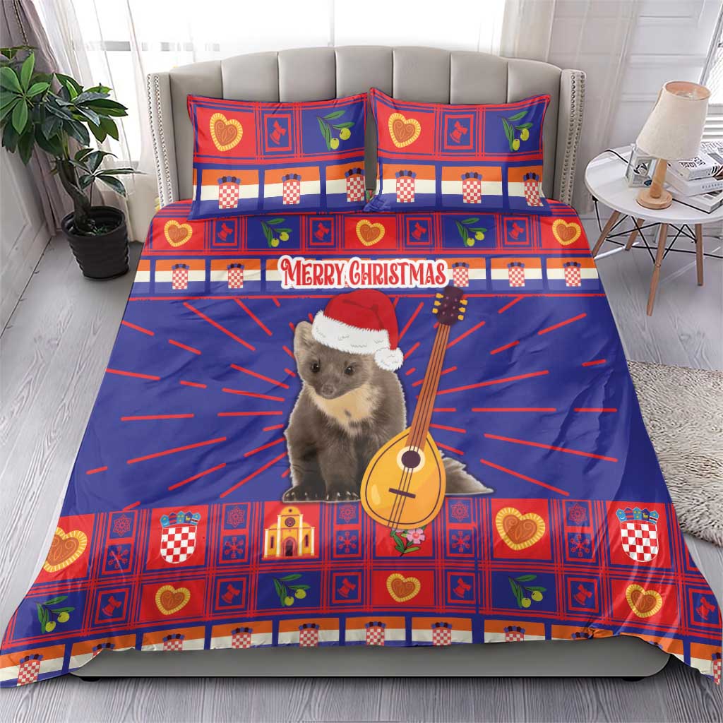 Croatia Christmas Bedding Set Kuna Zlatica Merry Xmas - Wonder Print Shop
