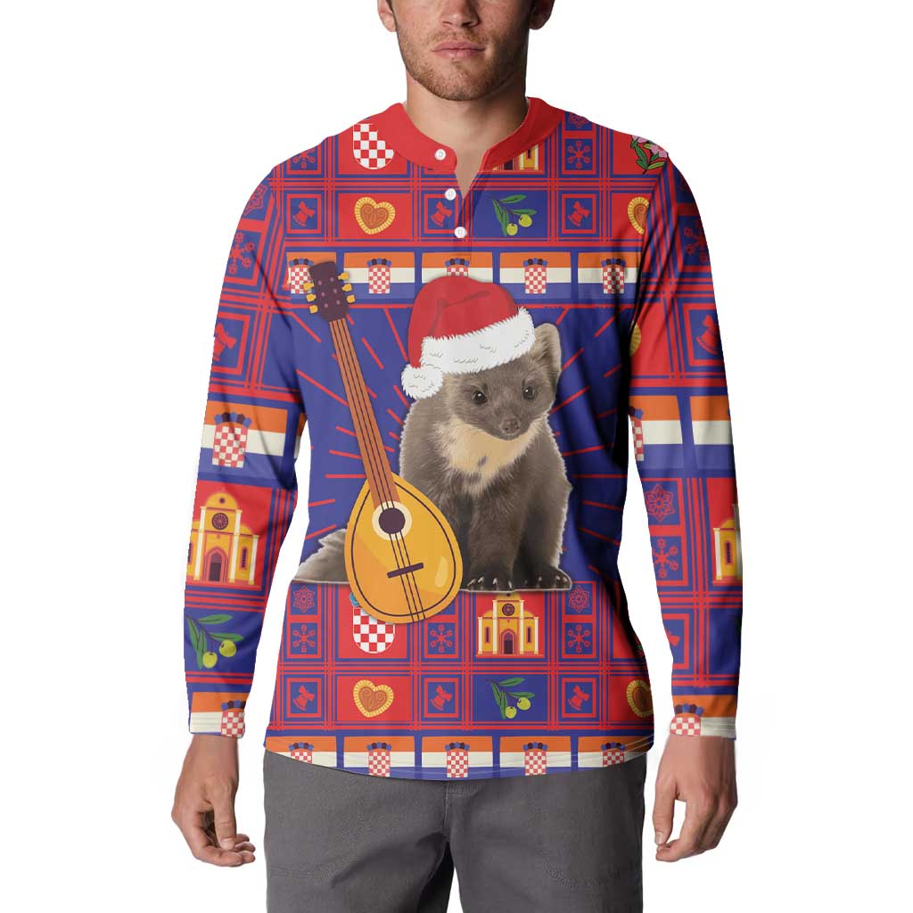 Croatia Christmas Button Sweatshirt Kuna Zlatica Merry Xmas - Wonder Print Shop