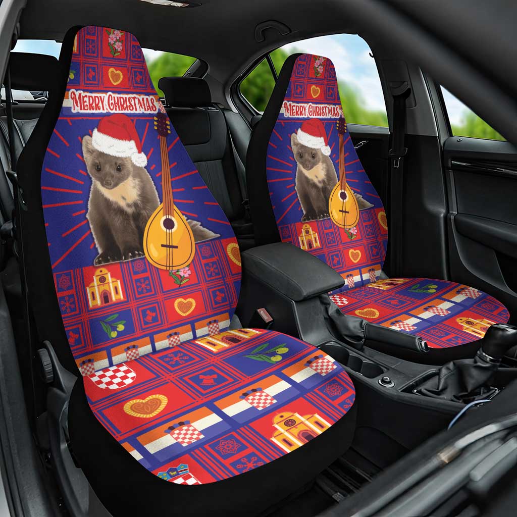 Croatia Christmas Car Seat Cover Kuna Zlatica Merry Xmas - Wonder Print Shop